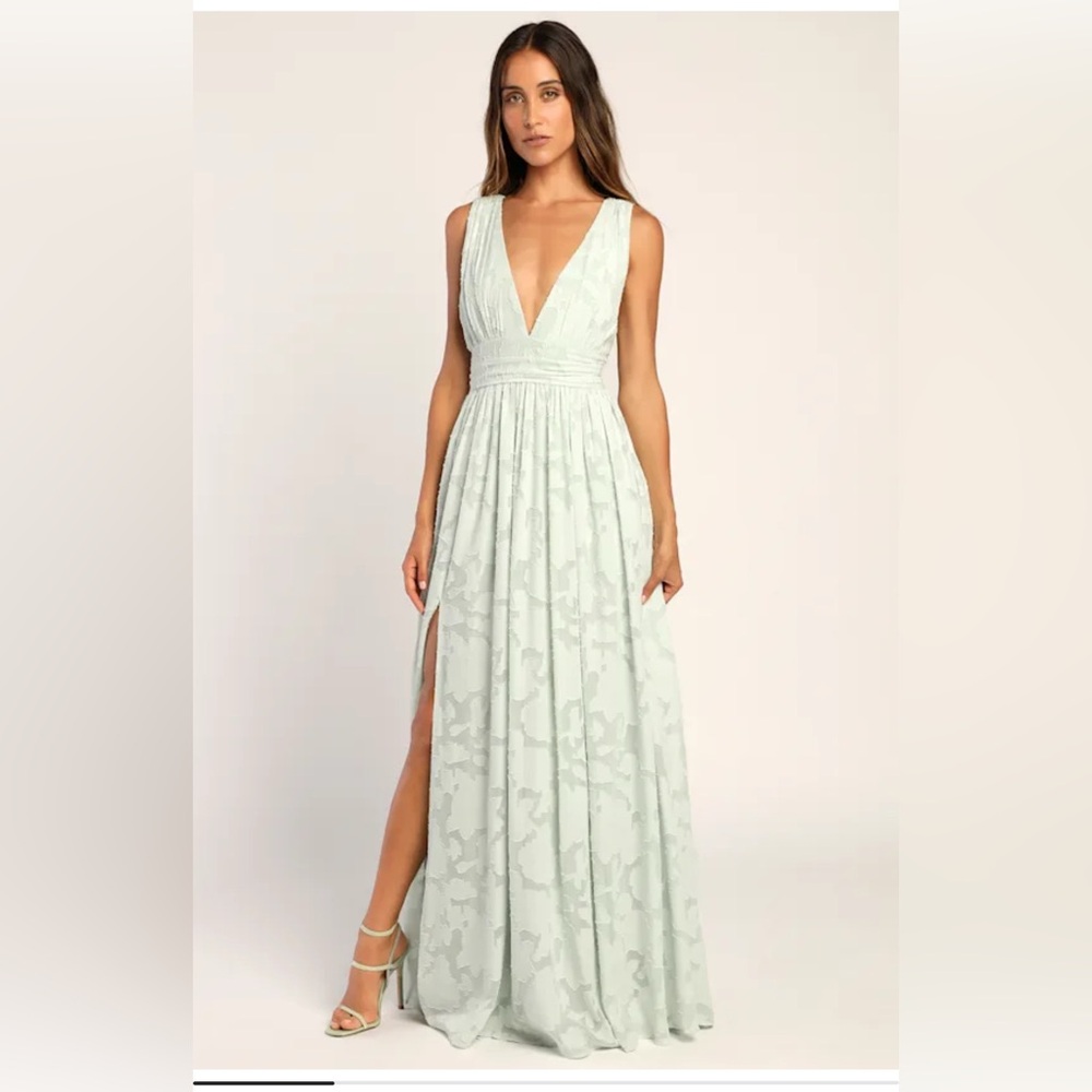 Lulus Sage Green Floral Maxi Dress